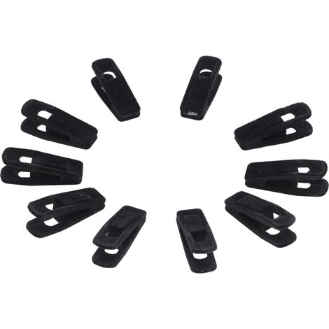 Clips De Suspension - Flocage Et Velours - Pour Pantalon Jupe Cravate Chaussettes - Noir - 10 Pièces