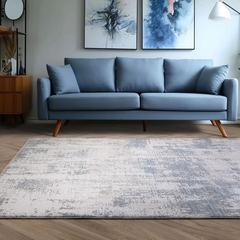 Seville 05 Zafra Short Pile Rug Modern Abstract Soft Touch Silky Rug in Beige Natural 120 x 180 cm (1/4)