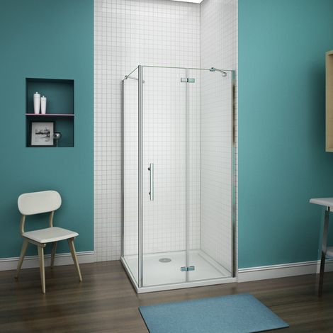 100x90x187cm cabine de douche porte de douche anticalcaire paroi de douche cabine de douche à charniére avec barre de fixation (1/5)