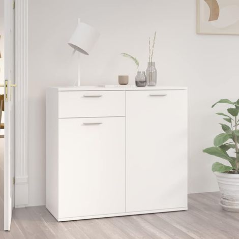 Buffet - Armoire de rangement Enfilade Blanc 80x36x75 cm Aggloméré BV672912 - BonneVie (1/5)