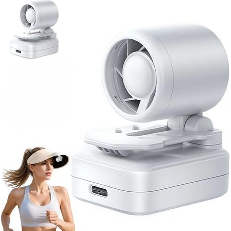Mini ventilateur blanc rechargeable à clip pour chapeau, portable, puissant, petit ventilateur refroidissant (1/5)