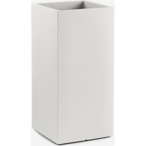 Vaso portafiori quadrato alto da giardino in polietilene Loto - Bianco