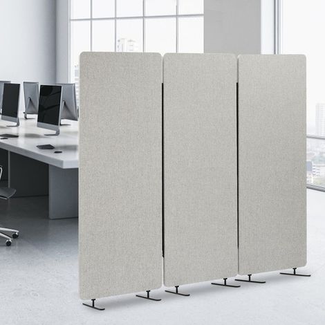 183 cm x 168 cm, faltbare Trennwand mit 3 Paneelen für mehr Privatsphäre, Bürotrennwand, Farbe grau. (1/5)