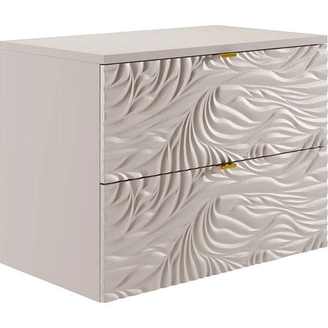Mobile sotto lavabo sospeso testurizzato con piano Beige 80 cm - RINAREL