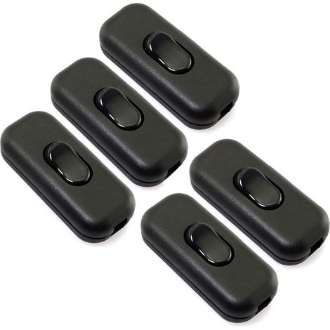 5 Pièces Interrupteur à cordon en ligne, interrupteur d'appareil AC 250V 6A, interrupteur à bascule de commande DPST marche-arrêt pour lampe de Table de chambre à coucher, lampe de bureau (1/4)
