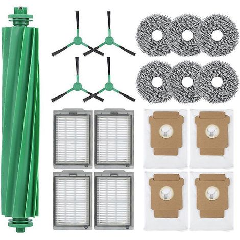 Zubehör für den iRobot Roomba Plus 405/505 Saugroboter: Hauptwalze, Seitenbürste, HEPA-Filter, Reinigungstuch und Staubbeutel. (1/5)