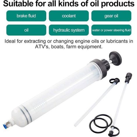 Seringue a Huile 500ML Huile Aspiration Seringue - Pompe de Transfert, Seringue Liquide de Frein avec Tube Extension (1/4)