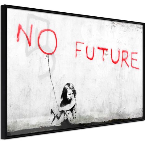 Affiche Murale Encadrée "Banksy No Future" 45 x 30 cm Noir