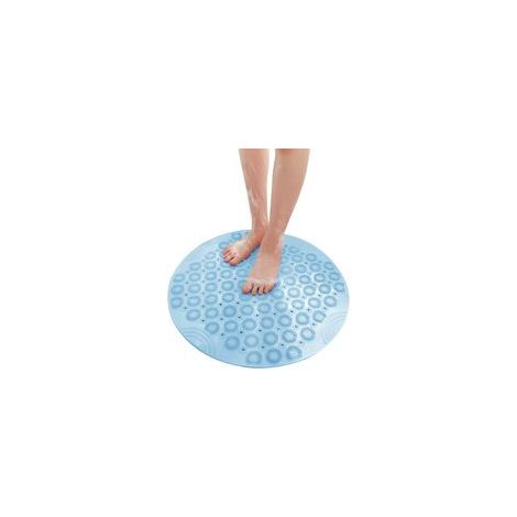 Tapis de bain rond antidérapant avec ventouse, lavable en machine, bleu – (1/5)