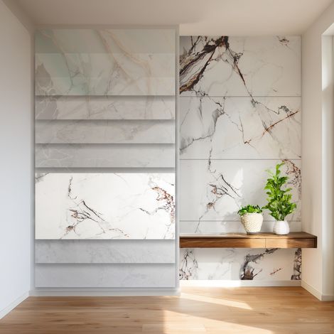 HEXIM Wandpaneele 4er-Set Marmoroptik 280×122cm (je Paneel 70×122cm) SPC Fliesen Platten A: 2012A, 4 Stück - 3.42 m² (1/5)