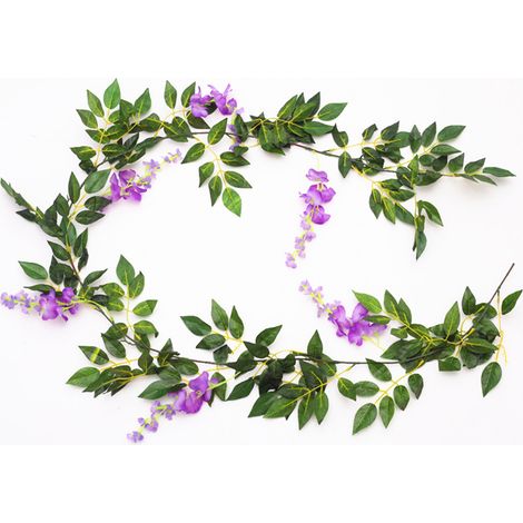 Guirlande de glycine artificielle, couronne de vigne artificielle, guirlande suspendue en rotin pour la décoration florale de la maison, du jardin, des cérémonies et des arches de mariage. (1/5)