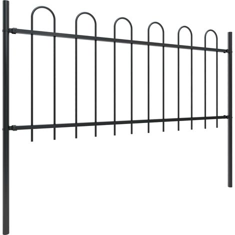 INLIFE Clôture de jardin avec dessus en cerceau Acier 3,4 x 0,8 m Noir (1/5)