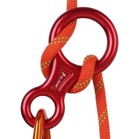 2X Mousqueton D'Escalade 35KN, Corde de en Rappel en Forme de 8, Dispositif D'Assurage en Aluminium, Équipement de en Rappel,Rouge (1/5)