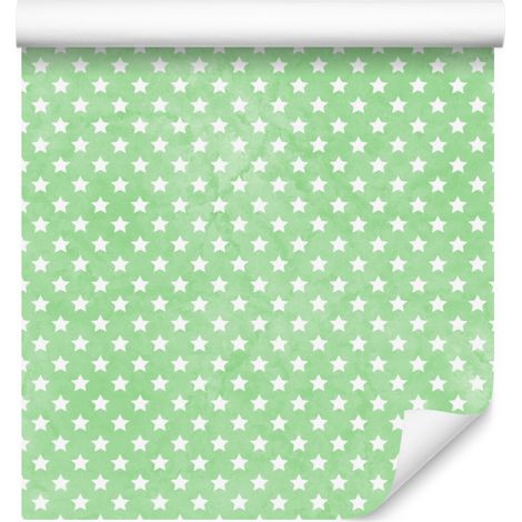 Carta da parati con stelle bianche e menta, sfondo color menta per soggiorno e camera da letto 50x1000 cm (1/5)