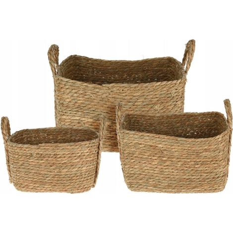Atmosphera Conjunto elegante de cestas de almacenamiento en mimbre natural