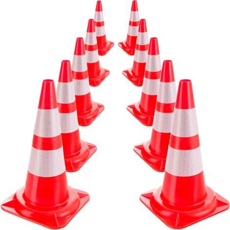 Cônes de signalisation routière cône de Chantier Orange Blanc 50 cm 10 pièces (1/5)