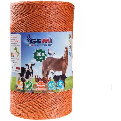 Hilo Conductor Redondo Para Pastor Eléctrico Cerca Eléctrica 1000 MT 4mm² Gemi Elettronica