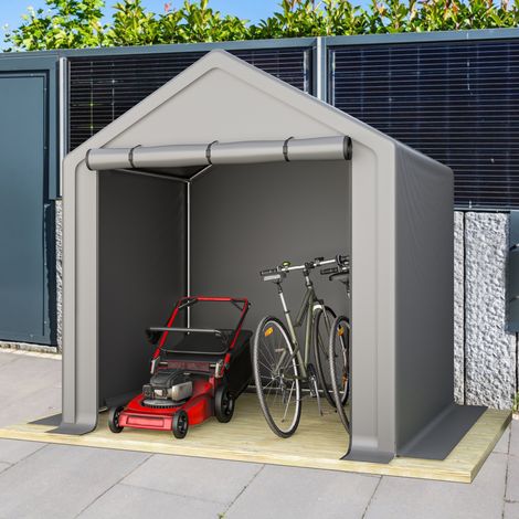 Gartenhaus 190 x 170 x 200 cm – Geräteschuppen, Garagenzelt, Gartenhütte, Aufbewahrungszelt – dunkelgrau
