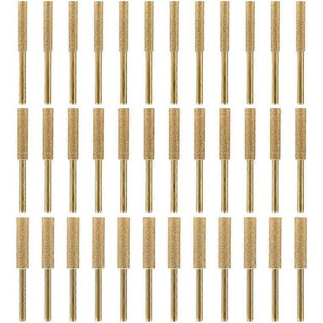 Dettagli: Set di 36 pezzi per affilare motoseghe con diamanti ad alta durezza, materiale abrasivo diamantato resistente, facile da assemblare, 3 misure, abrasivo rivestito in titanio.