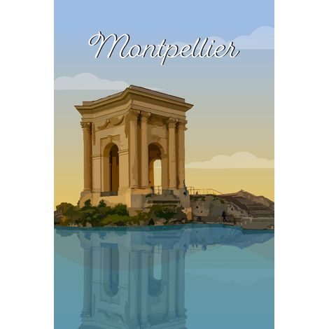 Tableau sur toile illustration Arc de triomphe de Montpellier 30x45 cm - Impression sur Toile Murale Décorative - Image imprimée en HD sur Toile - Toile sur Châssis en Bois FSC - Fabriqué en France (1/5)