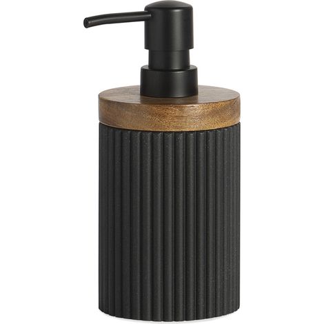 Distributeur savon résine noir lago - Noir et bois (1/2)