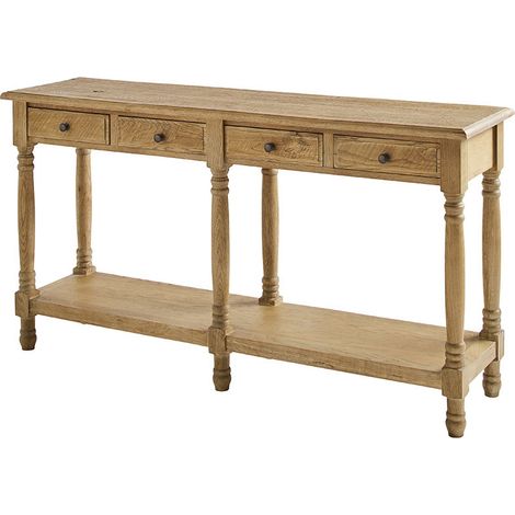 Console en chêne massif Boissy 4 tiroirs 150x80x40cm