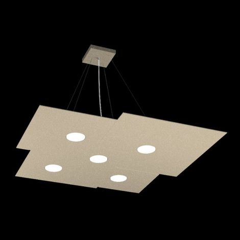 Lampadario moderno top light plate 1129 s5 gx53 led metallo monoemissione sospensione, finitura metallo sabbia