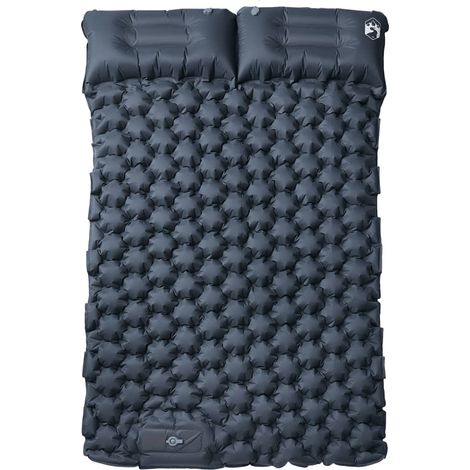Matelas de camping autogonflant avec oreillers 2 personnes gris