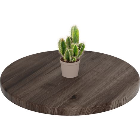 LAMO Manufaktur Holzplatte rund 50 cm aus Naturholz  Tischplatte für Couchtisch, Kaffeetisch,  Stärke: 28 mm  Farbe: Ebenholz (1/5)