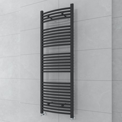 WarmeHaus Curved Grey Heated Towel Rail Radiator 1500x500mm