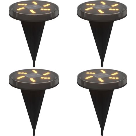 Set di 4 luci solari da giardino accessori per illuminazione da esterno 11 x 13 cm plastica nera 020056667