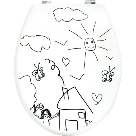 abattant WC MDF Jardin d'enfant, INOX, Blanc Imprimé 3 Faces (1/4)
