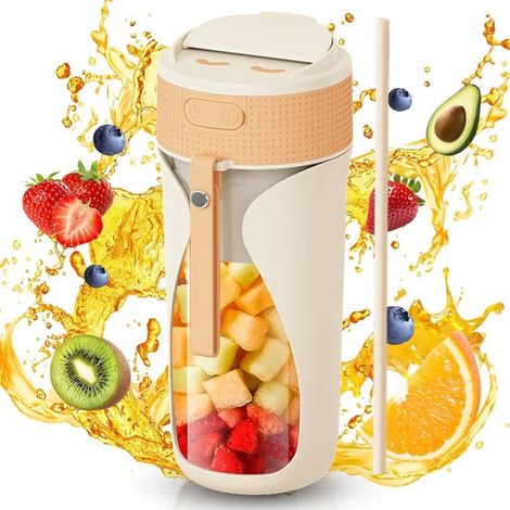 Tragbarer Mixbecher 450 ml Multifunktionsmixer mit Eiscrush Funktion leistungsstarkes Zerkleinern dank 6 Klingen USB C Ladeanschluss Saftbecher f (1/5)