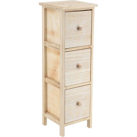 Möbel paulownia mdf pappel 3 schubladen bedruckt esteban holzknöpfe - natur weiss - Tendance (1/5)
