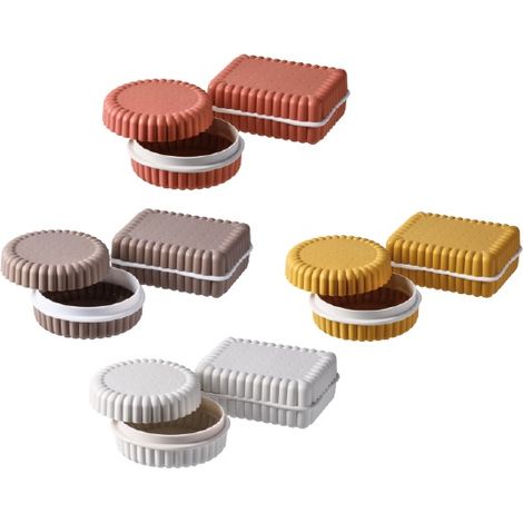 Set 2 Pezzi Contenitore da Cucina in Plastica Forma Biscotto 4 Colori (1/2)