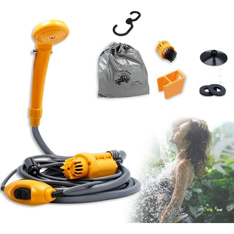 Douche de camping 12 V avec pompe submersible - Douche portable - Avec adaptateur de voiture de 5 m et tuyau de 2 m - Pour camping, voyage, voiture (1/5)