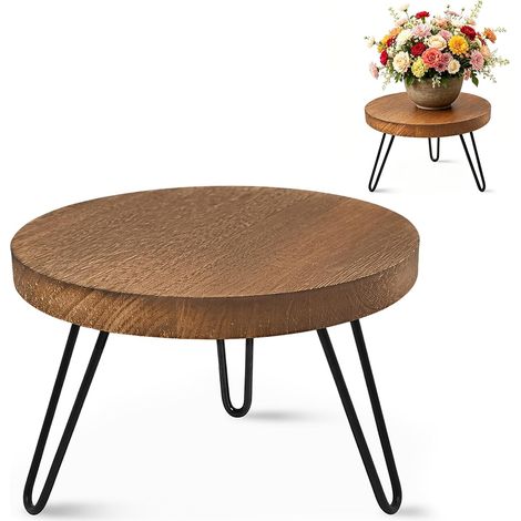 Wooden Plant Stand 25 x 17 cm, Heavy Duty Round Plant Stool with 3 Legs for Various Sizes of Flower Pots, Flower Stool for Garden, Indoor, Outdoors (1/5)