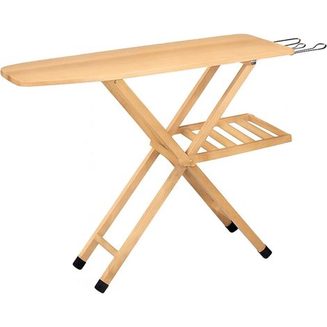 Asse da stiro pieghevole in legno - Misura 140x35 cm - Altezza regolabile in 3 posizioni - Tavola da stiro con poggia ferro da stiro e copriasse in omaggio - Colore Naturale (1/5)