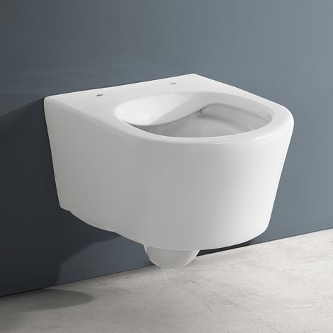 Wc sospeso bianco design tondo in ceramica con scarico Rimless Ukra (1/5)