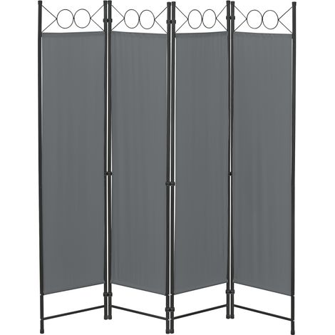 Raumteiler Saragossa 4-teilig 160x171 cm Dunkelgrau en.casa