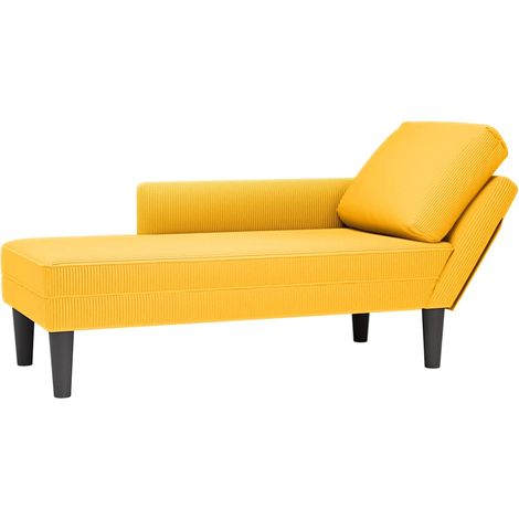 Chaiselongue mit Kissen Hellgelb Cordstoff vidaXL