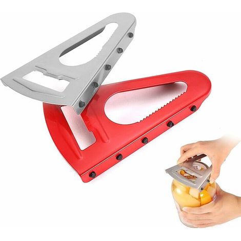 2-teiliger Universal-Glasöffner, Edelstahl mit rutschfester Gummilippe, vielseitiger Flaschenöffner für Gläser, Glas und Dosen