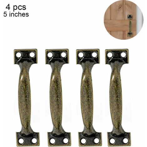 Lot de 4 poignées de porte de grange en bois, style vintage, pour meubles de cuisine, tiroirs et autres accessoires, 12,7 cm (5 pouces), bronze vert (1/5)