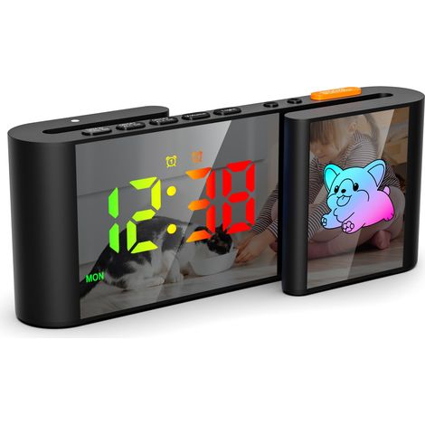 Sveglia digitale, orologio digitale a forma di simpatico cane, orologio LED di tipo S, 11 colori da cartone animato, dimmer, volume, snooze, luce notturna per comodino, camera da letto, arredamento pe