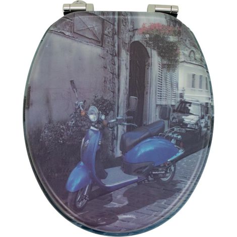 Sedile wc copri vater universale frizionato fantasia in mdf chiusura rallentata fantasia vespa - confezione 1 (1/3)