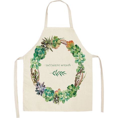 Tablier De Cuisine - Polyester Imperméable Et Résistant À L'Huile - Motif Plantes Colorées - Pour Maison Et Restaurant - 1 Pièce (1/2)