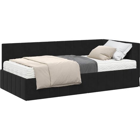 Corner Bed Frame with Mattress 2 pcs Black Velvet vidaXL (1/5)