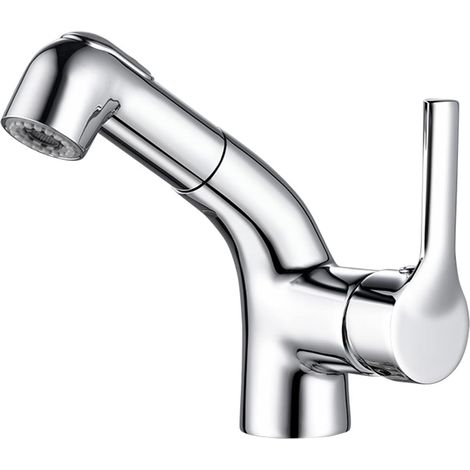 Pull-out bathroom faucet, single-handle mixer tap, 2 functions, hot and cold water (1/3)