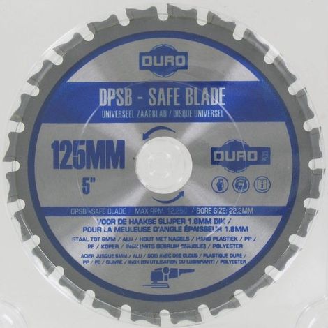Disque à lamelles 125 mm – Pour acier jusqu'à 6 mm, aluminium, bois avec clous – Livré sous blister – Garantie 1 an – Duro