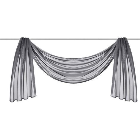 Juego de 1 cenefa de voile transparente - Cortinas decorativas lisas para dormitorio, sala de estar, boda (55-1 gris, 140 x 400 cm) (1/5)